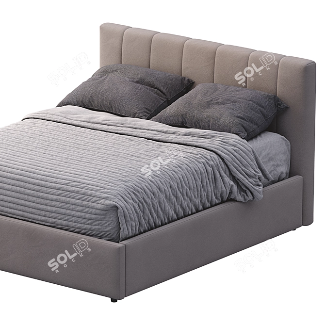Modern Low Profile Bed 3D model image 2