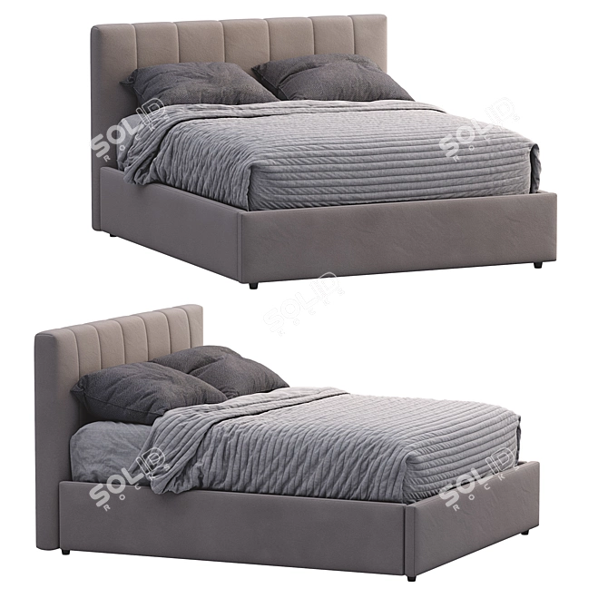 Modern Low Profile Bed 3D model image 5