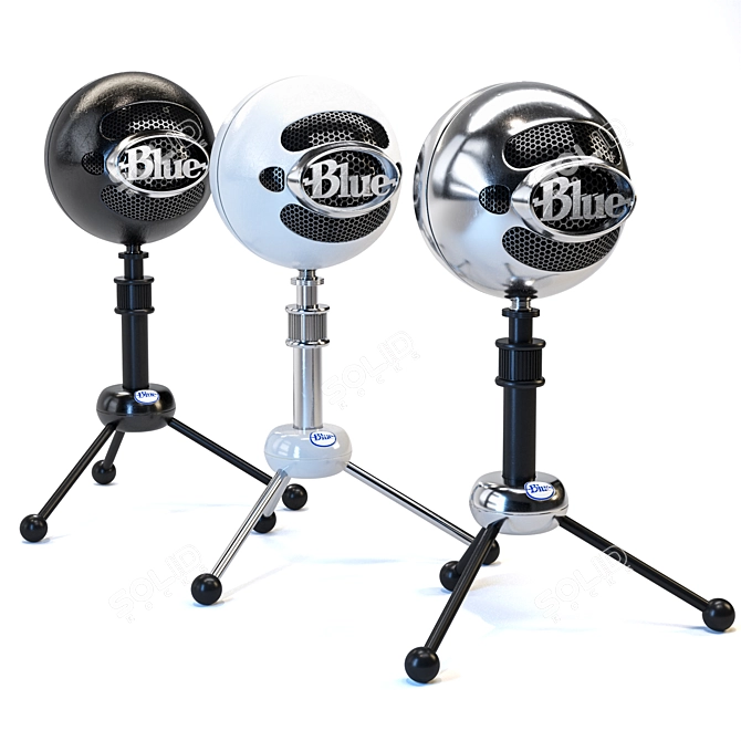 Sleek Blue Snowball Microphone 3D model image 2