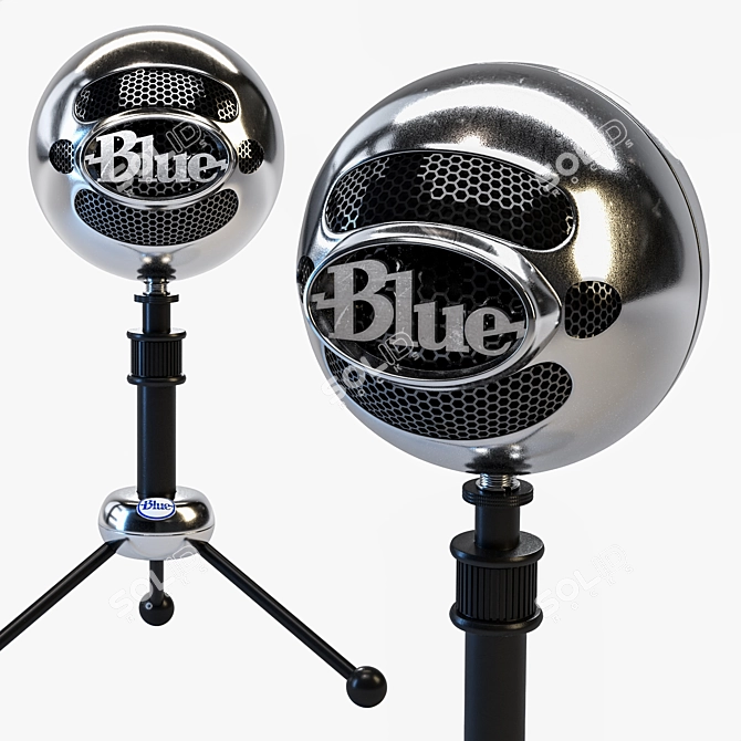 Sleek Blue Snowball Microphone 3D model image 3
