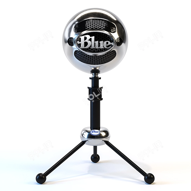 Sleek Blue Snowball Microphone 3D model image 4