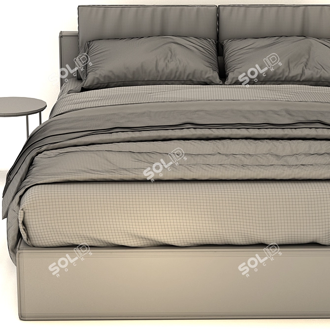 Cloud Gray Bed: Hardware-Infused Contemporary Comfort 3D model image 4