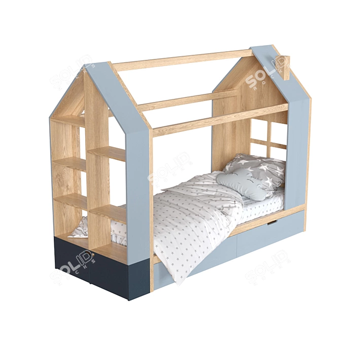 Mimirooms™ Mi-Mi Cot: Stylish and Functional with Shelving 3D model image 3