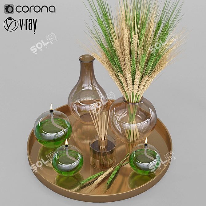 Elegant Home Decor Set 3D model image 5