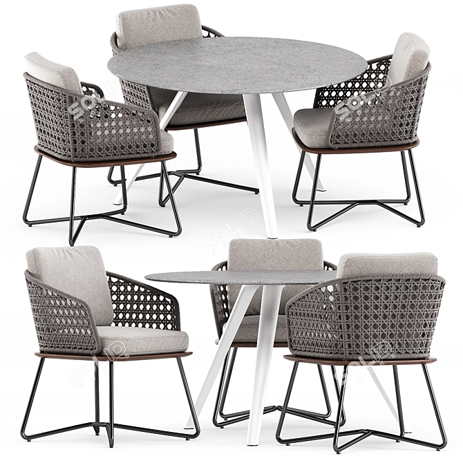 Rivera Little Armchair & Evans Outdoor Table Set 3D model image 1