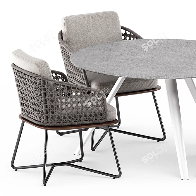 Rivera Little Armchair & Evans Outdoor Table Set 3D model image 2