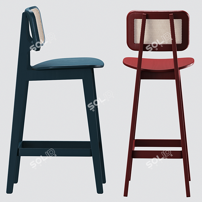 Rattan Geometry Counter Stool 3D model image 4