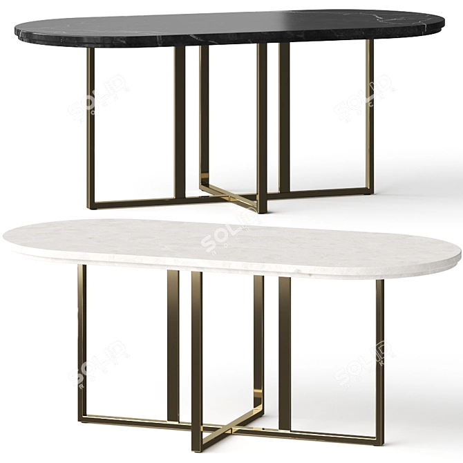 Sleek Kara Oval Dining Table 3D model image 1