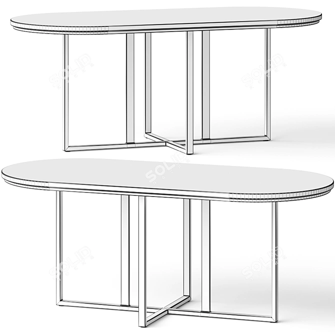 Sleek Kara Oval Dining Table 3D model image 2