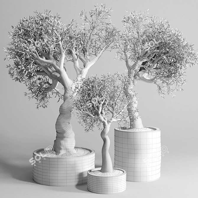 Vintage Concrete Vase: Outdoor Tree Pot 3D model image 5