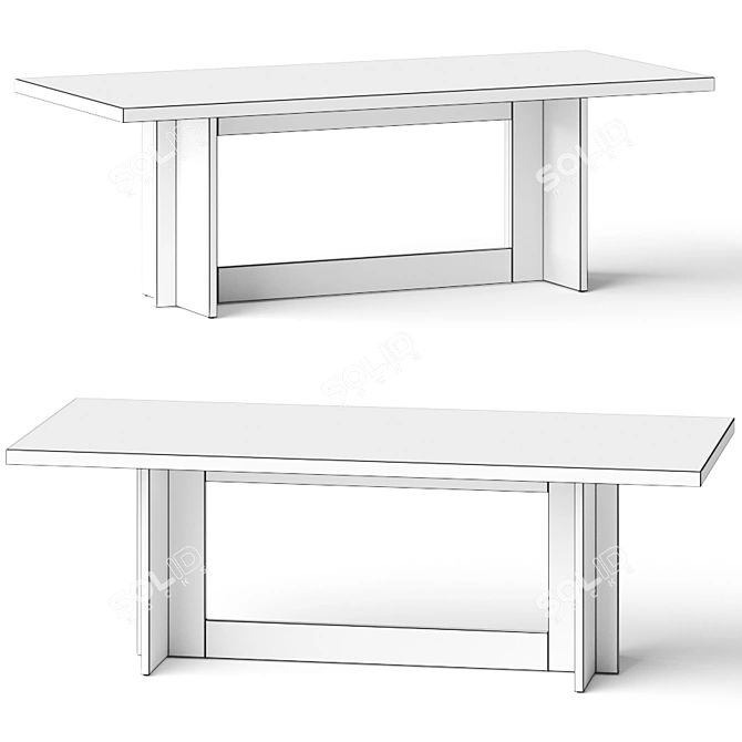 Elegant Elexis Dining Table: L1000 x W2250 x H760mm 3D model image 2
