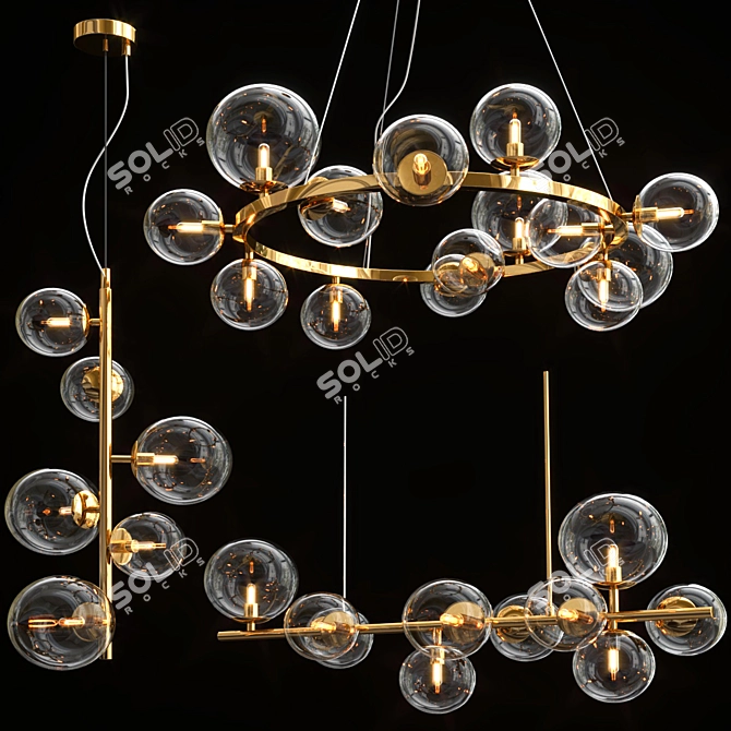 Elegant Black & Gold Lighting 3D model image 1