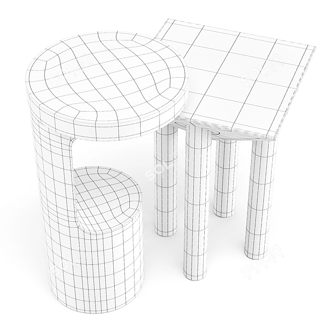 Modern Sculptural Side Tables: Hout and Flora 3D model image 3