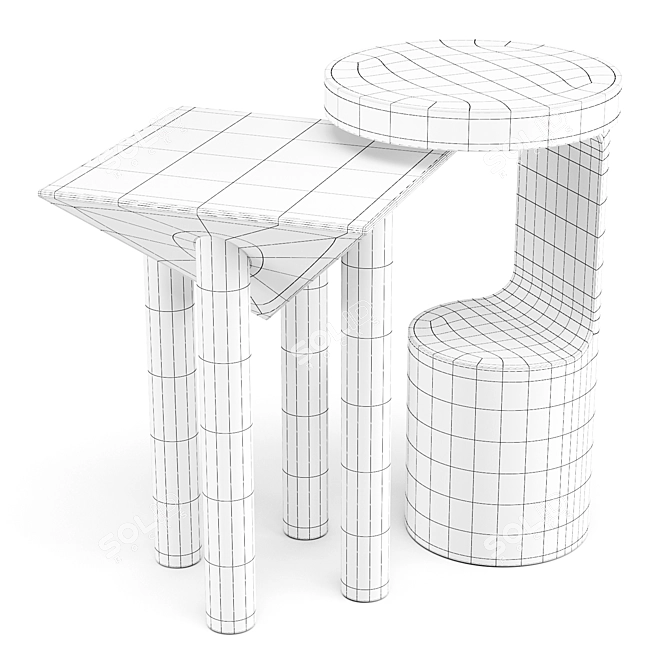Modern Sculptural Side Tables: Hout and Flora 3D model image 4