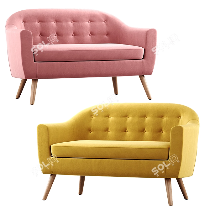 Elegant Florence 2 Seater Sofa 3D model image 2