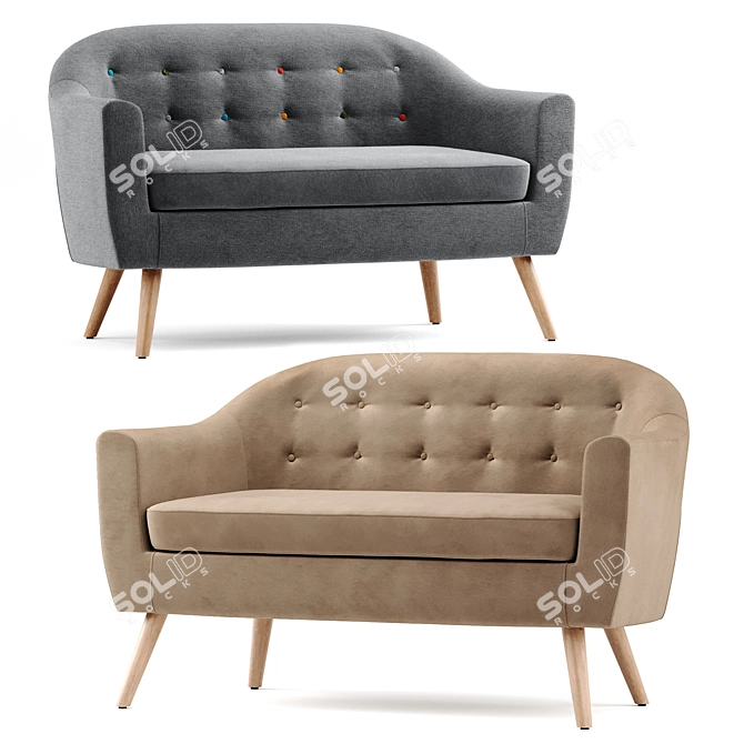 Elegant Florence 2 Seater Sofa 3D model image 3