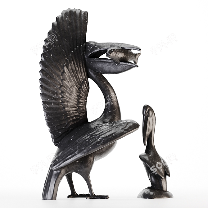 Granite Pelican Statues 3D model image 1