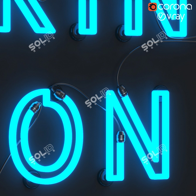Vibrant Neon Light Lamp: Happy Club Bar Loft 3D model image 2