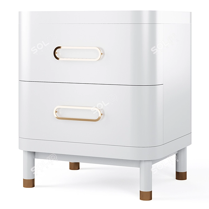 Gold and White Kids Arlo Nightstand 3D model image 1