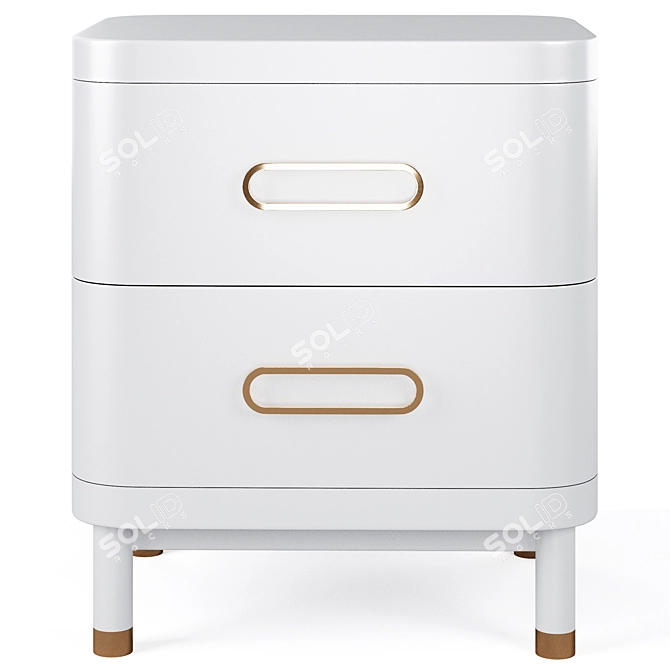 Gold and White Kids Arlo Nightstand 3D model image 2