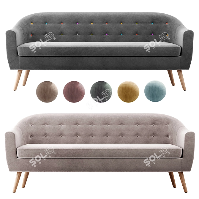 Elegant Florence 3-Seater Sofa 3D model image 1