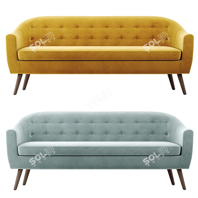 Elegant Florence 3-Seater Sofa 3D model image 2