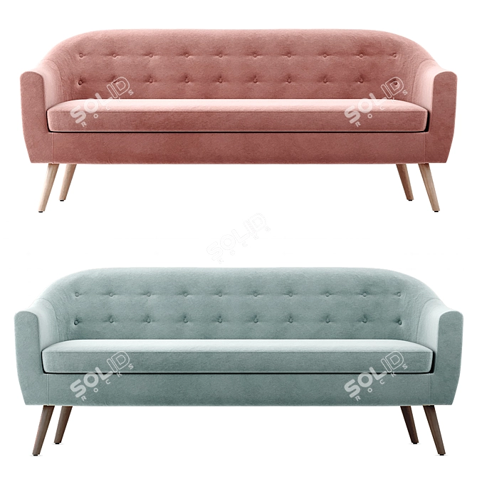 Elegant Florence 3-Seater Sofa 3D model image 3