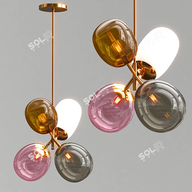 Modern Glass Chandelier: Candies 3D model image 1