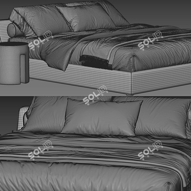 Meridiani Louis Bed: Modern Elegance for Your Bedroom 3D model image 3