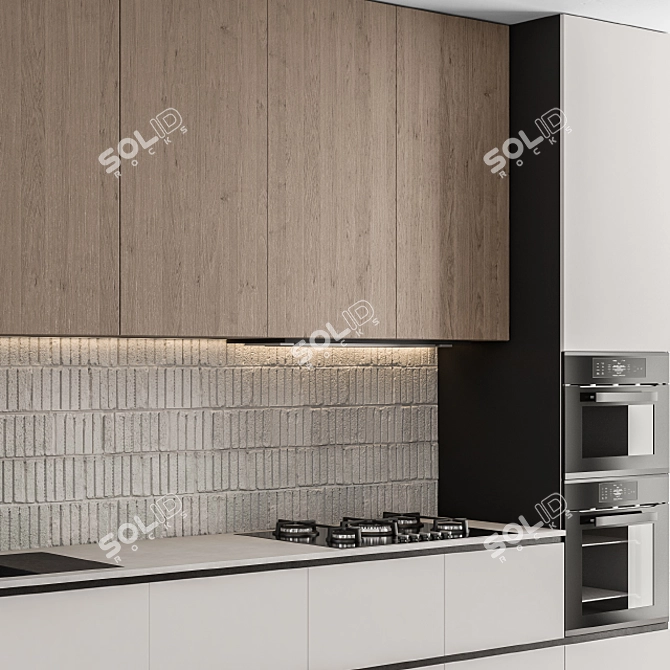 Whitewood 55 - Stylish Modern Kitchen 3D model image 3