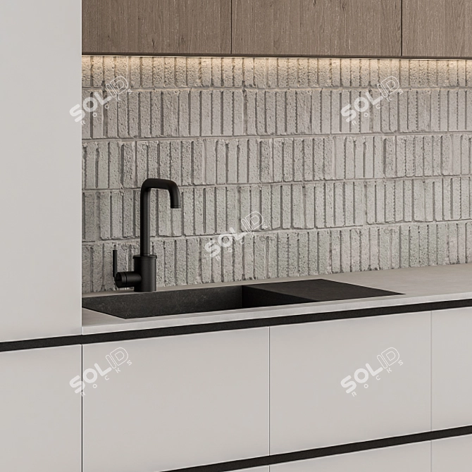 Whitewood 55 - Stylish Modern Kitchen 3D model image 4