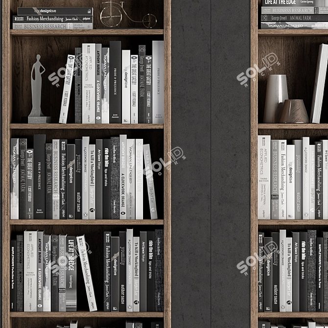 Black and Wood Library Set 3D model image 3