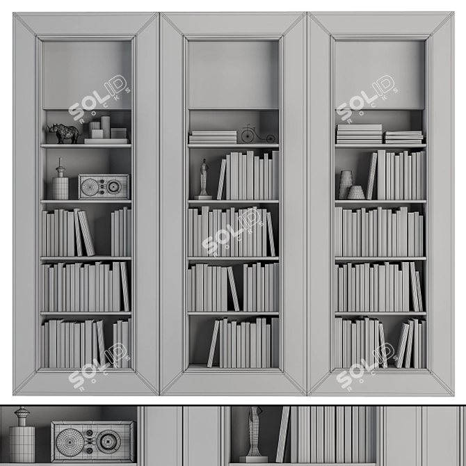 Black and Wood Library Set 3D model image 4