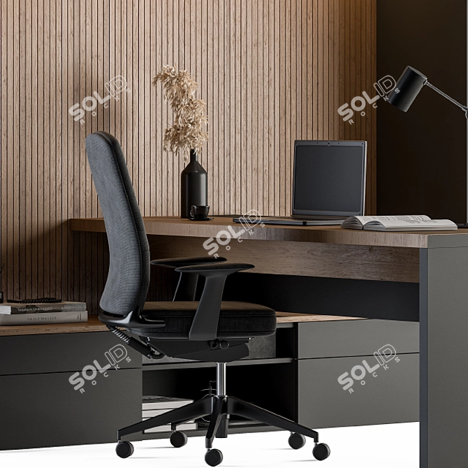 L-Desk Manager Set 35: Stylish Office Furniture 3D model image 3