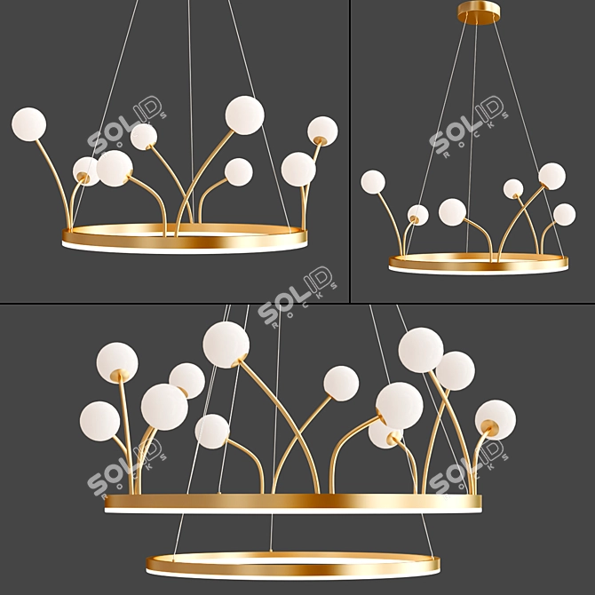 Vintage Brass LED Chandelier 3D model image 2