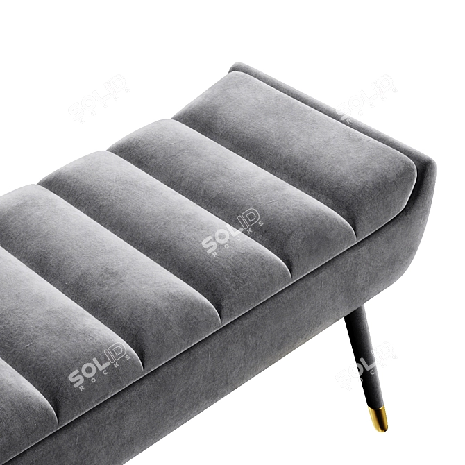 Velvet Tufted Gray Accent Bench 3D model image 2