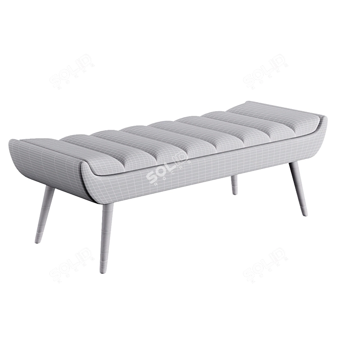 Velvet Tufted Gray Accent Bench 3D model image 3