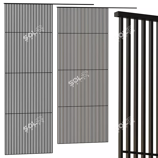 Title: Boca Stripe Rack: Versatile Partition for Curtain and Décor 3D model image 1