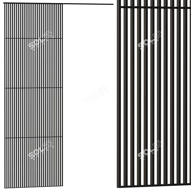 Title: Boca Stripe Rack: Versatile Partition for Curtain and Décor 3D model image 2