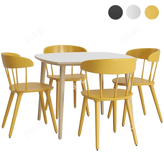 OMTENKSAM Table & Chairs - Stylish and Comfortable 3D model image 1
