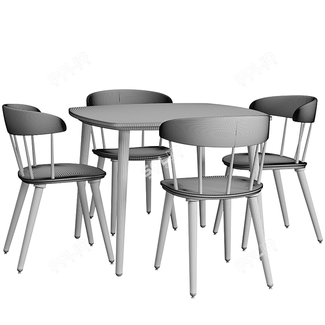 OMTENKSAM Table & Chairs - Stylish and Comfortable 3D model image 5