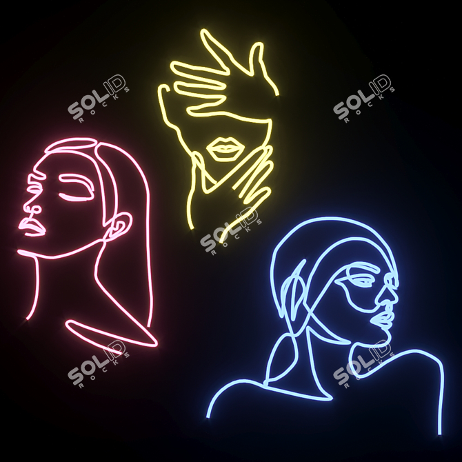 Dynamic Glow: Neon Woman 3D model image 1