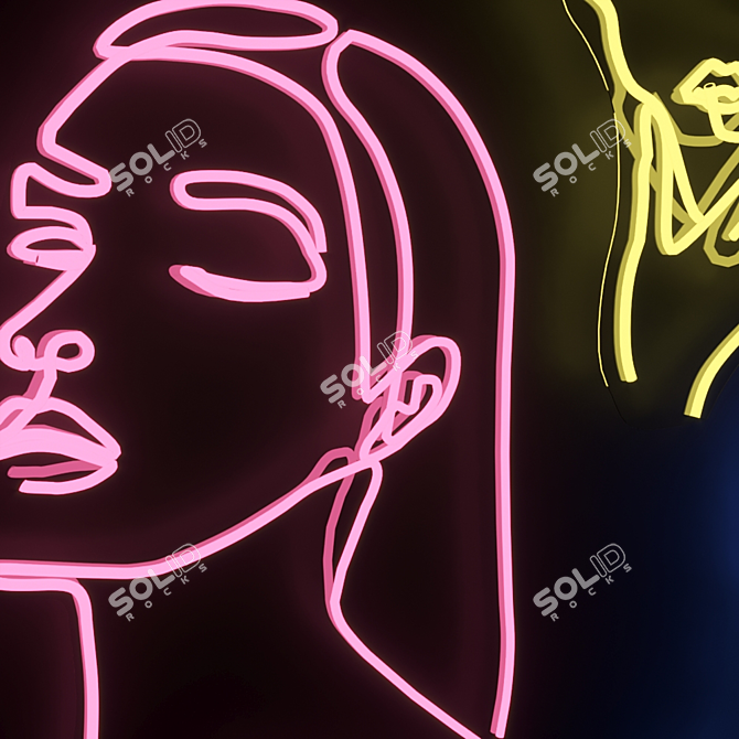 Dynamic Glow: Neon Woman 3D model image 2