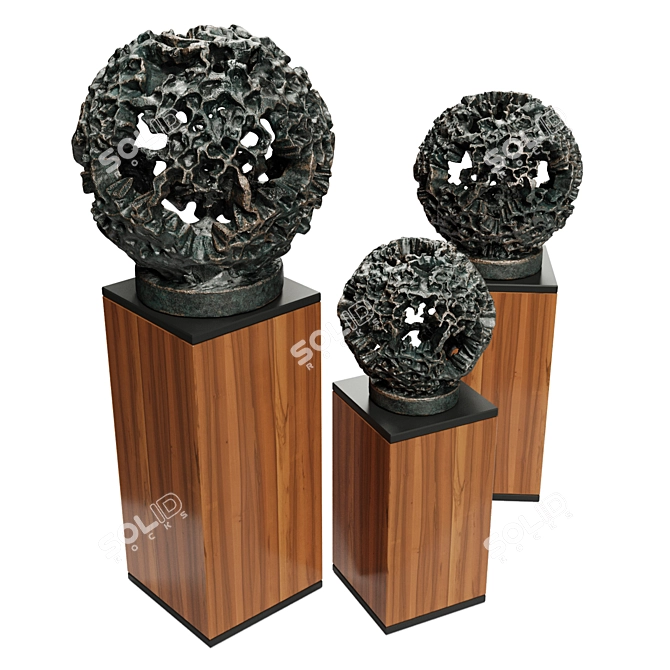 Coral Sphere Sculpture Collection 3D model image 2