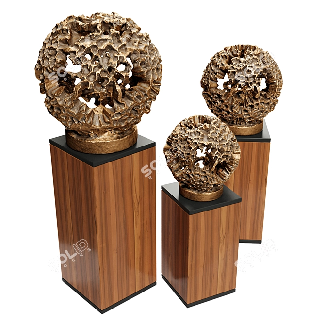 Coral Sphere Sculpture Collection 3D model image 3