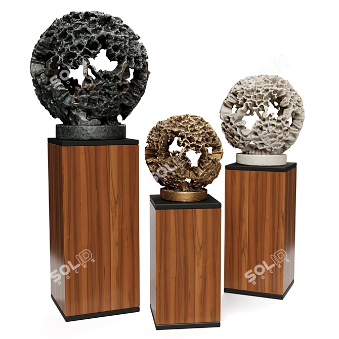 Coral Sphere Sculpture Collection 3D model image 5