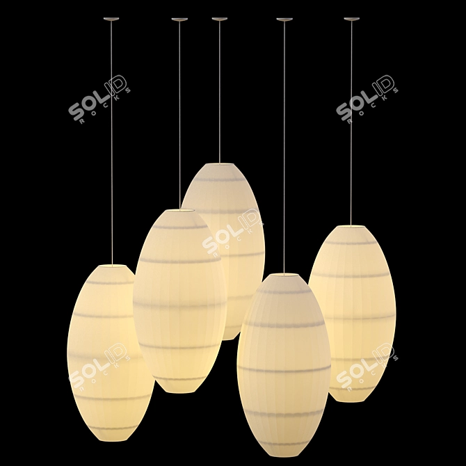 Minimalist Paper Pendant Chandelier 3D model image 1