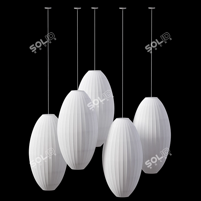 Minimalist Paper Pendant Chandelier 3D model image 2