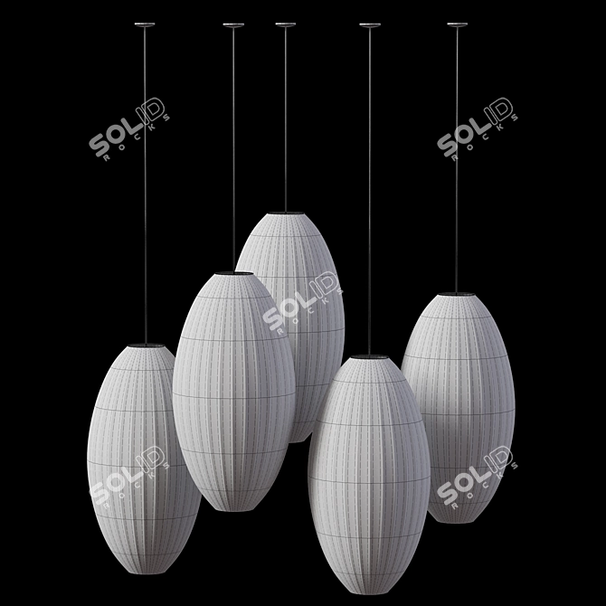 Minimalist Paper Pendant Chandelier 3D model image 5