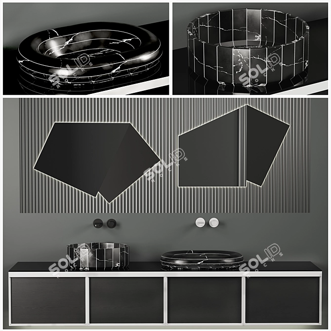 Antonio Lupi Bemade Set: Nero Marquinia Vanity with Mirror 3D model image 1